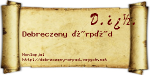 Debreczeny Árpád névjegykártya
