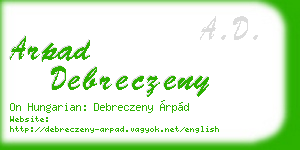 arpad debreczeny business card